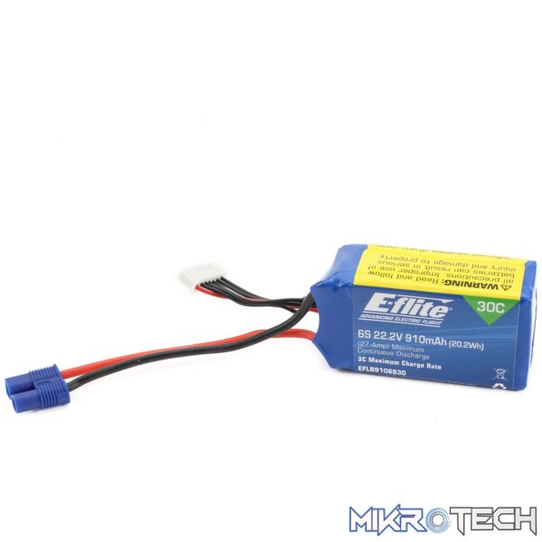 22.2v 910mAh 6S 30C LiPo w/EC3 22.2v 910mAh 6S 30C LiPo w/EC3