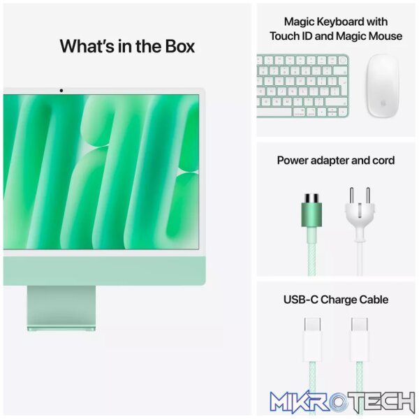 24-inch iMac with Retina 4.5K display: Apple M4 chip with 10-core CPU and 10-core GPU, 16GB, 256GB SSD - Green,Model A3137 - Image 9