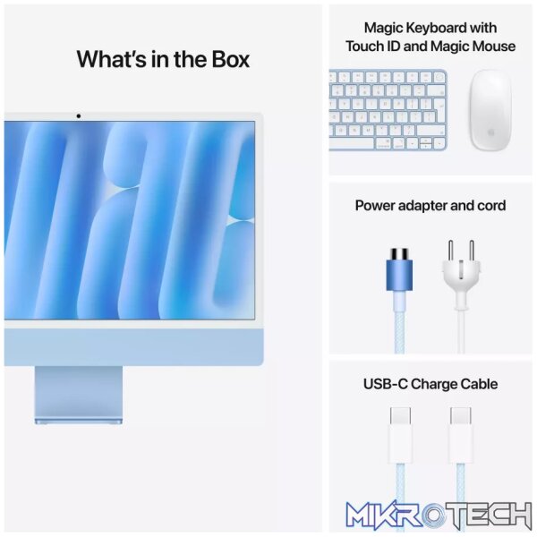 24-inch iMac with Retina 4.5K display: Apple M4 chip with 10-core CPU and 10-core GPU, 24GB, 512GB SSD - Blue,Model A3137 - Image 9