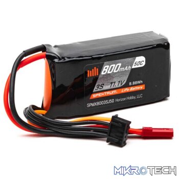 3S 11.1V 800mAh 50C Li-Po; JST-RCY