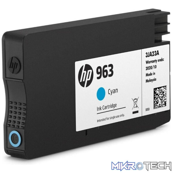 HP 963 Cyan Standard Yield Printer Ink Cartridge Original 3JA23AE Single-pack - Image 2