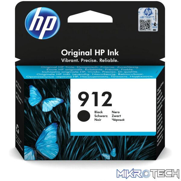 HP 912 Black Standard Yield Printer Ink Cartridge Original 3YL80AE Single-pack HP 912 Black Standard Yield Printer Ink Cartridge Original 3YL80AE Single-pack