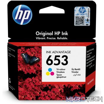HP 653 Ink Advantage Cyan Magenta Yellow Standard Yield Printer Cartridge Original 3YM74AE Single-pack