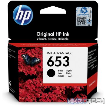 HP 653 Ink Advantage Black Standard Yield Printer Cartridge Original 3YM75AE Single-pack