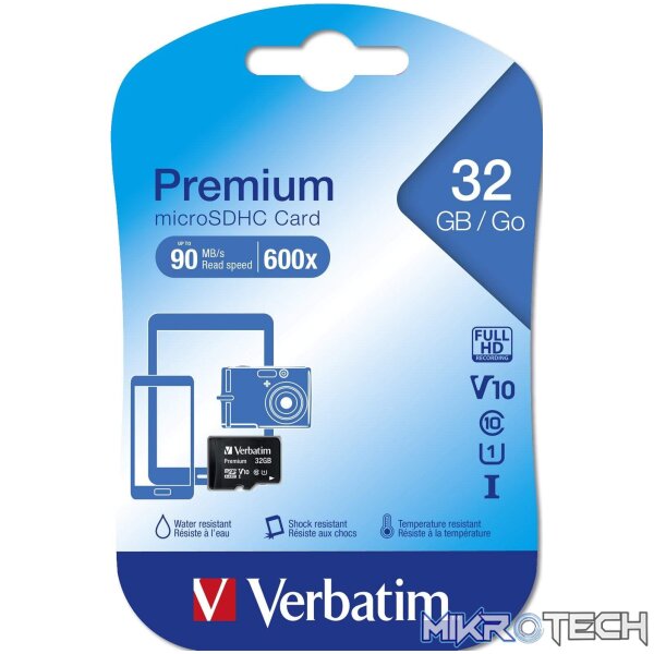 Verbatim Premium Memory Card 32GB MicroSDHC Class 10 44013 - Image 3