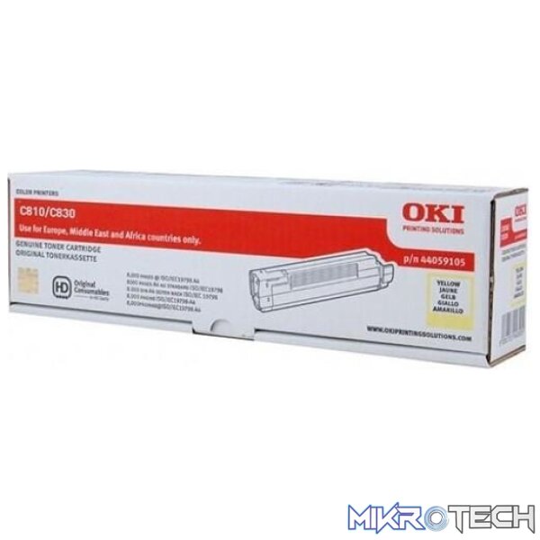 OKI Yellow Toner Cartridge 8000 Pages Original 44059105 Single-pack OKI Yellow Toner Cartridge 8000 Pages Original 44059105 Single-pack