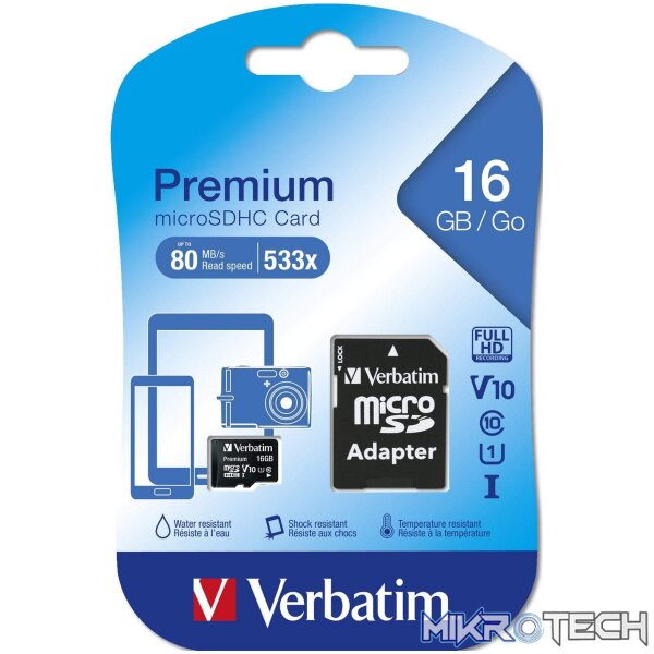 Verbatim Premium Memory Card 16GB MicroSDHC Class 10 44082 - Image 3