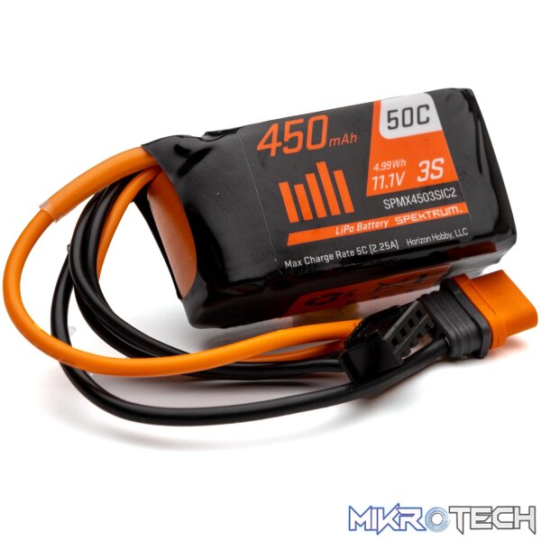 450mAh 3S 11.1V 50C LiPo Battery; IC2 450mAh 3S 11.1V 50C LiPo Battery; IC2