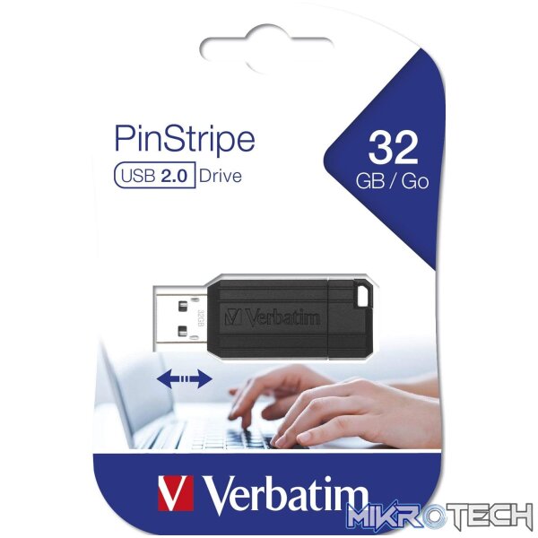 Verbatim PinStrip 32GB Black USB 2.0 Type-A USB Flash Drive 49064 - Image 3