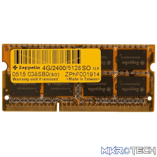 4g-zep-2400so-ram-33537687978148 Zeppelin 4GB DDR4 2400MHz SO-DIMM Memory Module 4G/ZEP/2400SO - Image 1