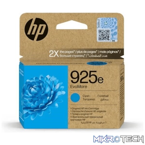 HP 925e EvoMore Cyan Printer Ink Cartridge Original 4K0W0PE Single-pack HP 925e EvoMore Cyan Printer Ink Cartridge Original 4K0W0PE Single-pack