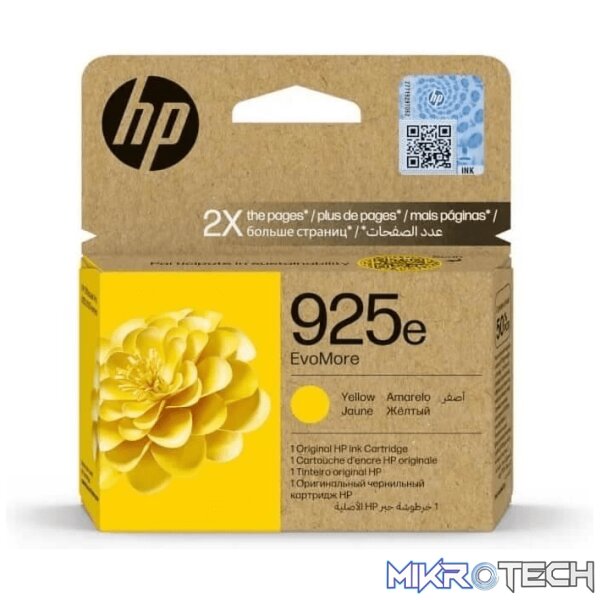 HP 925e EvoMore Yellow Printer Ink Cartridge Original 4K0W2PE Single-pack HP 925e EvoMore Yellow Printer Ink Cartridge Original 4K0W2PE Single-pack