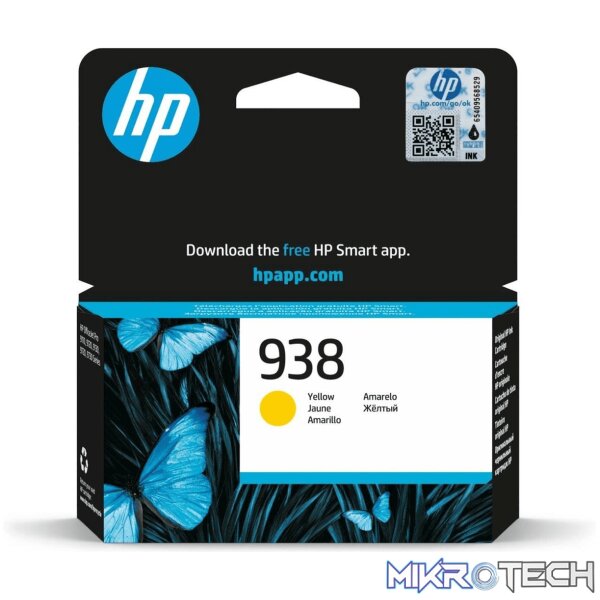 HP 938 Yellow Printer Ink Cartridge Original 4S6X7PE Single-pack HP 938 Yellow Printer Ink Cartridge Original 4S6X7PE Single-pack