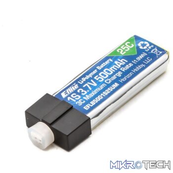 500mAh 1S 3.7V 25C LiPo High Current UMX Connector