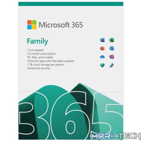 Microsoft 365 Family for up to 6 People PC Mac and Mobile 12-month Subscription FPP 6GQ-01560 - Image 2