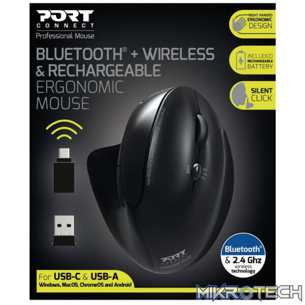 Port Designs Bluetooth Optical 1600 DPI Mouse 900706-BT - Image 2