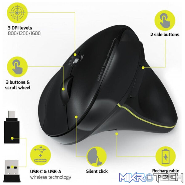 Port Designs Bluetooth Optical 1600 DPI Mouse 900706-BT - Image 6