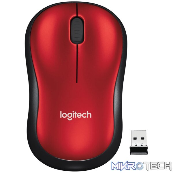 910-002237-mice-20697239814308 Logitech M185 Wireless Mouse - Red 910-002237 - Image 1