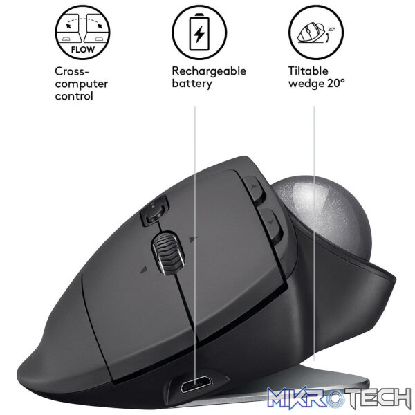 Logitech MX ERGO Advanced Wireless Trackball Mouse 910-005179 - Image 3