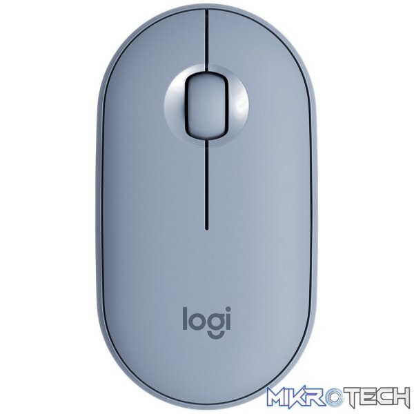 910-005719-mice-31104151486628 Logitech Pebble M350 Wireless Ambidextrous Mouse - Blue Grey 910-005719 - Image 1