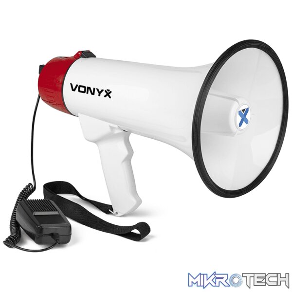 952008VX_1 Vonyx Meg045 Megaphone 45W With Record Siren Usb Bt Battery - Image 1