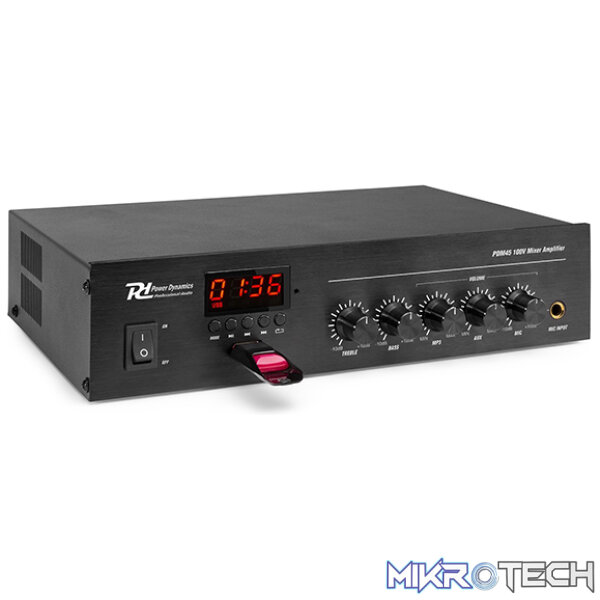 Power Dynamics - Pdm45 100V Compact Mixer-Amplifier Usb/Fm/Bt - Image 2