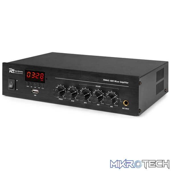 Power Dynamics - Pdm45 100V Compact Mixer-Amplifier Usb/Fm/Bt - Image 3
