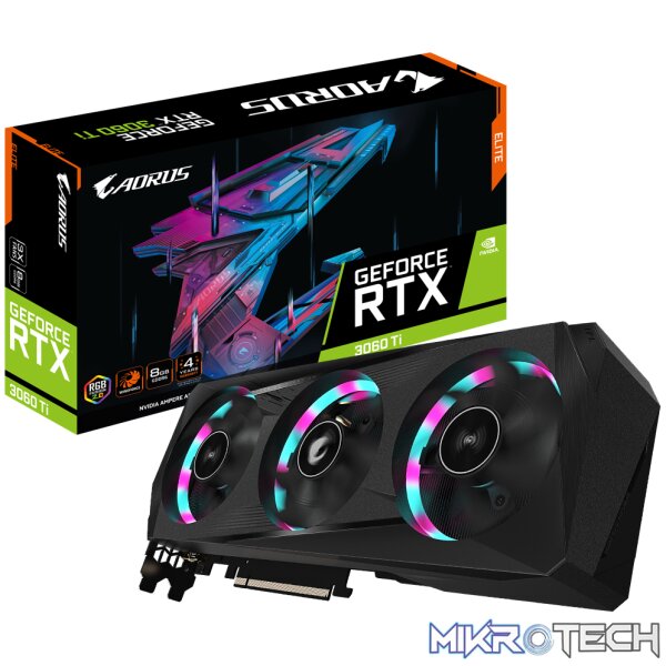 9_0lsw-3h Gigabyte AORUS GeForce RTX 3060 Ti ELITE 8GB GDDR6 256bit Graphics Card - Image 1