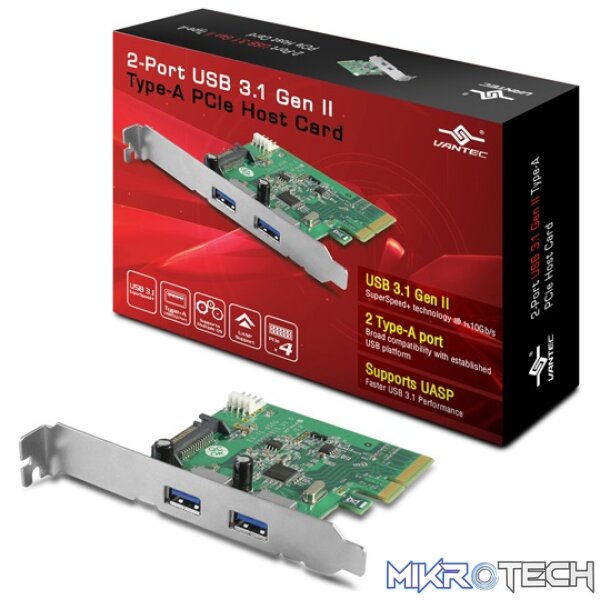 AC-VPC370A Vantec ugt-PC370A 2-Port USB 3.1 Gen II Type-A PCIe Host Card - Image 1