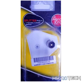 Aerial King Splitter Plug In 2-Way M-F-F Blister