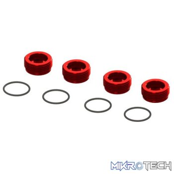 Aluminum Front Hub Nut Red (4) inc O-Rin