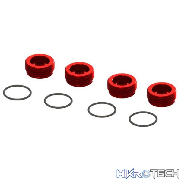 Aluminum Front Hub Nut Red (4) inc O-Rin Aluminum Front Hub Nut Red (4) inc O-Rin