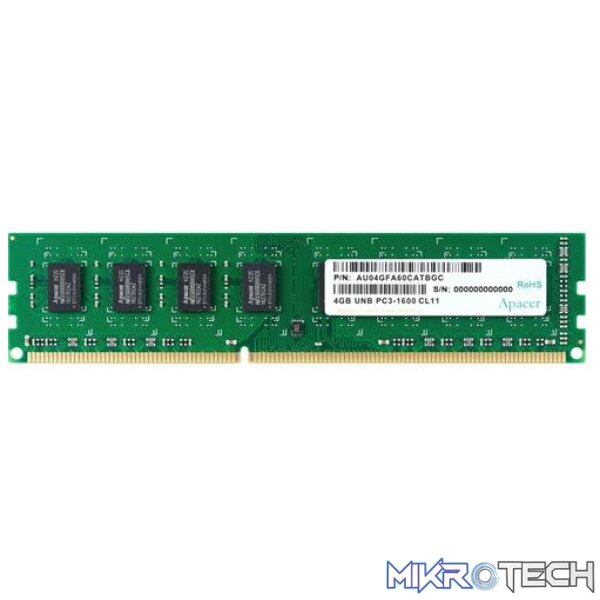 Apacer 4GB DDR3 1600Mhz Desktop Memory Apacer 4GB DDR3 1600Mhz Desktop Memory