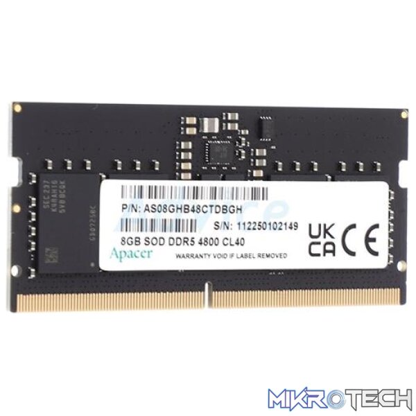 Apacer 8GB DDR5 4800 MHz SO-DIMM Memory Apacer 8GB DDR5 4800 MHz SO-DIMM Memory