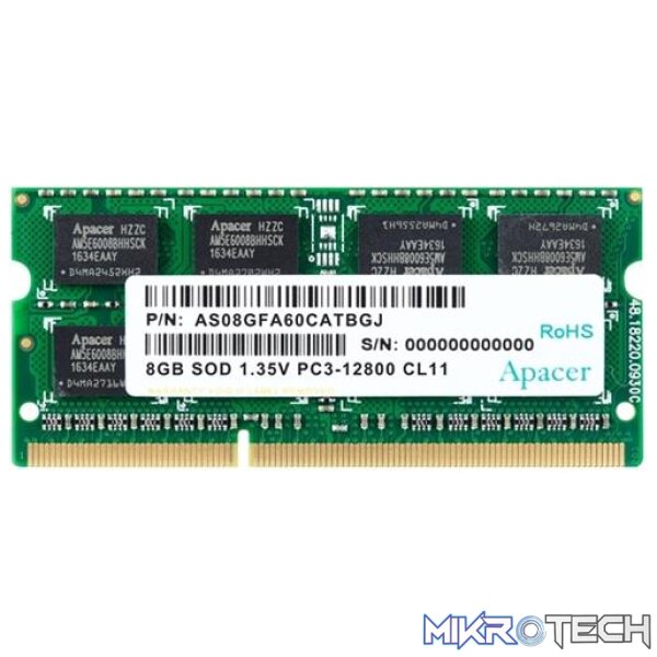 Apacer DDR3 8GB 1600 MHz SO-DIMM Memory Apacer DDR3 8GB 1600 MHz SO-DIMM Memory