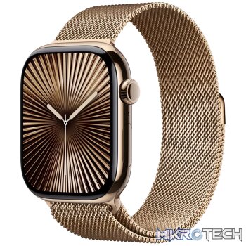Apple Watch Series 10 GPS + Cellular 46mm Gold Titanium Case with Gold Milanese Loop - M/L