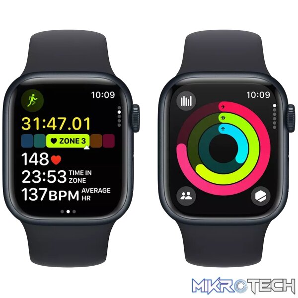 Apple Watch Series 9 GPS 41mm Midnight Aluminium Case with Midnight Sport Band MR8X3QR/A - Image 8