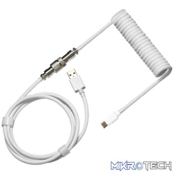 CM KB Coiled Cable; Double-Sleeved; White; Type C