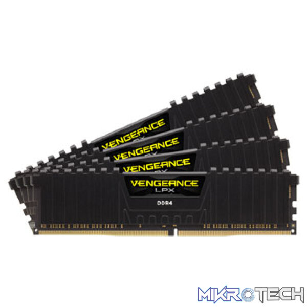 CMK16GX4M4B3000C15 Corsair Vengeance Lpx 4Gb x 4(16Gb) DDR4-3000 (pc4-24000) CL15 Memory Module with Black low-profile heatsink - Image 1