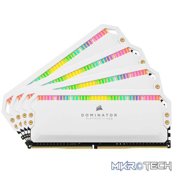 Corsair Dominator Platinum RGB 32Gb(8Gb x 4) DDR4-4000 (pc4-31999) CL19 1.35v Desktop Memory Module with White heatsink - Image 2