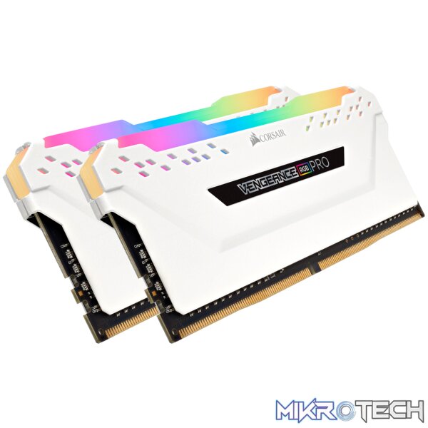 CMW16GX4M2C3000C15W-Gallery-Vegeance-RGB-PRO-WHT-04-2up_kk2r-0o Corsair Vengeance RGB Pro 16Gb(8Gbx 2) DDR4-2666 (pc4-21300) CL16 1.35v Desktop Memory Module - Image 1