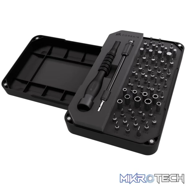 CORSAIR PC DIY Precision Toolkit - PC; Electronics Repair Kit - 65 Screw Bits - Extension rod - Magnetized Tray CORSAIR PC DIY Precision Toolkit - PC; Electronics Repair Kit - 65 Screw Bits - Extension rod - Magnetized Tray