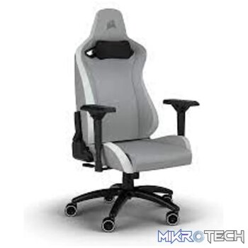 CORSAIR TC200 Leatherette Gaming Chair; Standard Fit; Light Grey/White