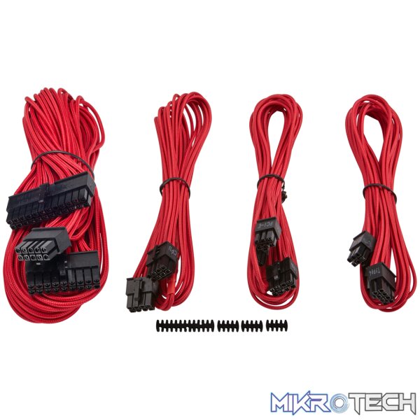 CP-8920145-Gallery-01-CP-8920145 Corsair Red Premium Individually Sleeved flexible paracorded modular cable starter kit with 4x cable combs - Image 1
