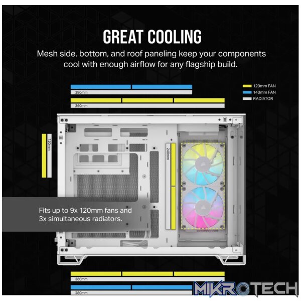 Corsair iCUE Link 2500X RGB Tempered Glass Steel Micro-ATX Mid-Tower Gaming PC Case - White CC-9011268-WW - Image 14
