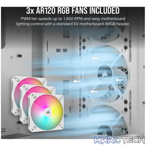 Corsair 3000D RGB AirFlow Clear ATX Mid-Tower PC Case - White CC-9011256-WW - Image 11