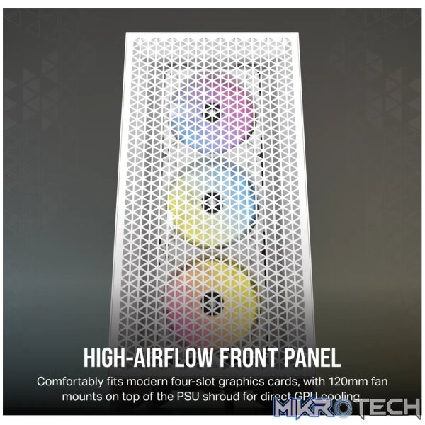 Corsair 3000D RGB AirFlow Clear ATX Mid-Tower PC Case - White CC-9011256-WW - Image 12