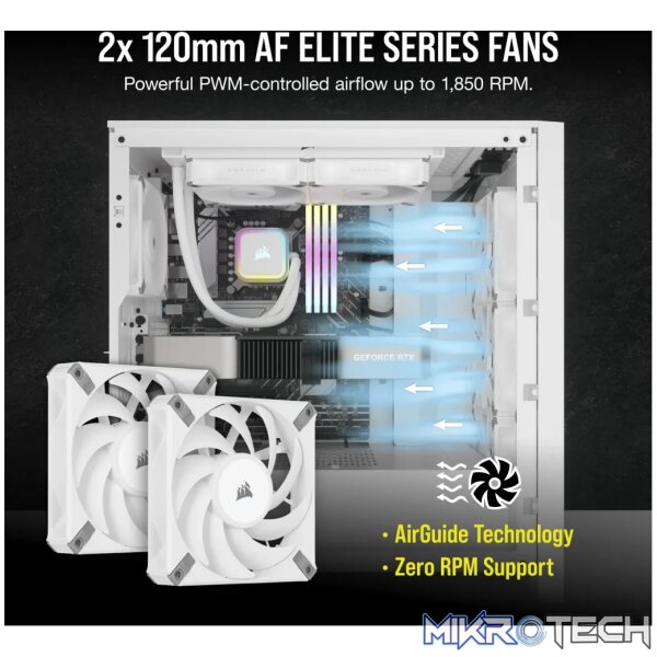 Corsair iCUE H100i RGB ELITE 240mm All-in-One CPU Liquid Cooler White CW-9060078-WW - Image 8