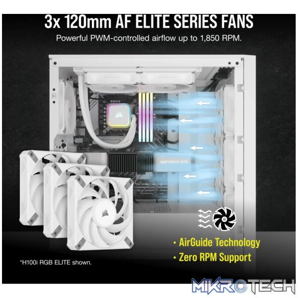Corsair iCUE H150i RGB ELITE 360mm All-in-One CPU Liquid Cooler White CW-9060079-WW - Image 8