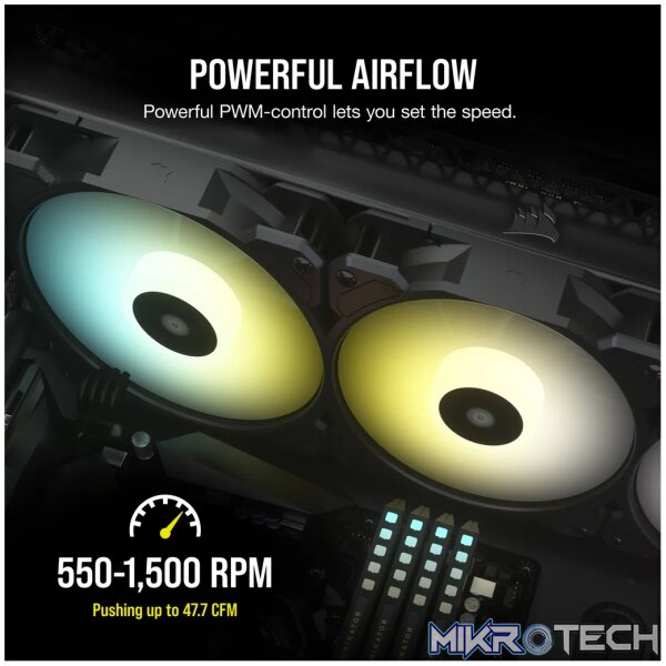 Corsair SP120 RGB ELITE, Fan, 12 cm, 550 RPM, 1500 RPM, 22.6 dB, 47.73 cfm - Image 17